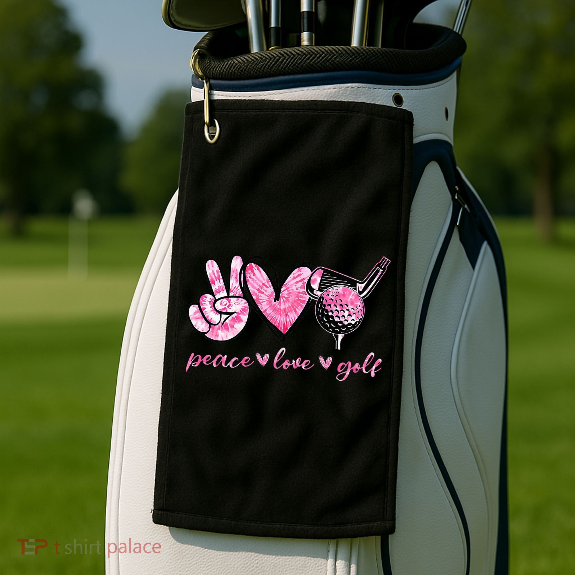 Funny Peace Love Golf Player Sport Lovers Golf Towel