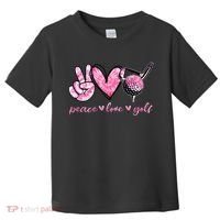 Funny Peace Love Golf Player Sport Lovers Toddler T-Shirt thumb 0