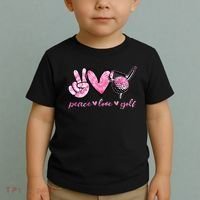 Funny Peace Love Golf Player Sport Lovers Toddler T-Shirt thumb 2