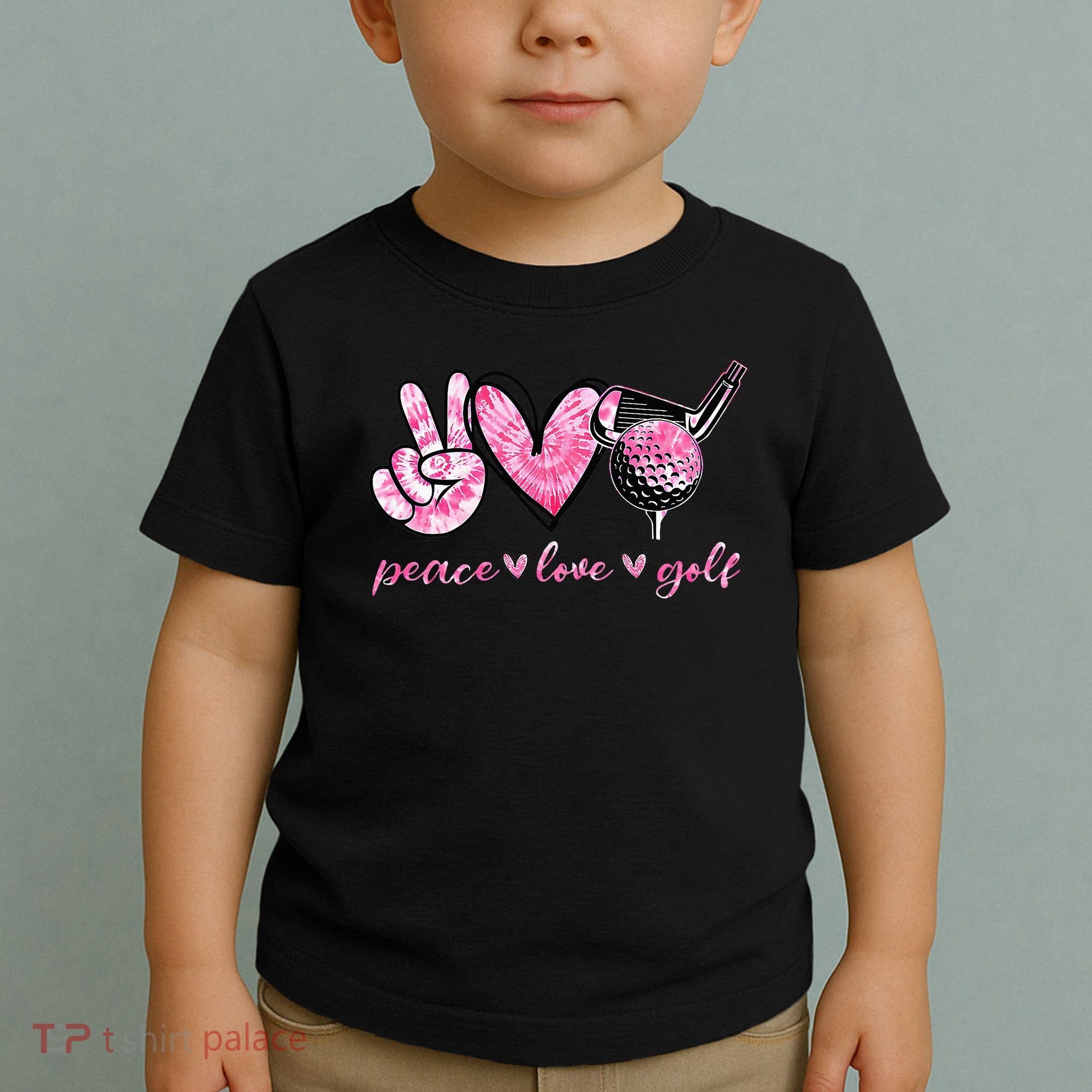 Funny Peace Love Golf Player Sport Lovers Toddler T-Shirt
