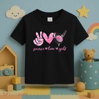 Funny Peace Love Golf Player Sport Lovers Toddler T-Shirt thumb 3