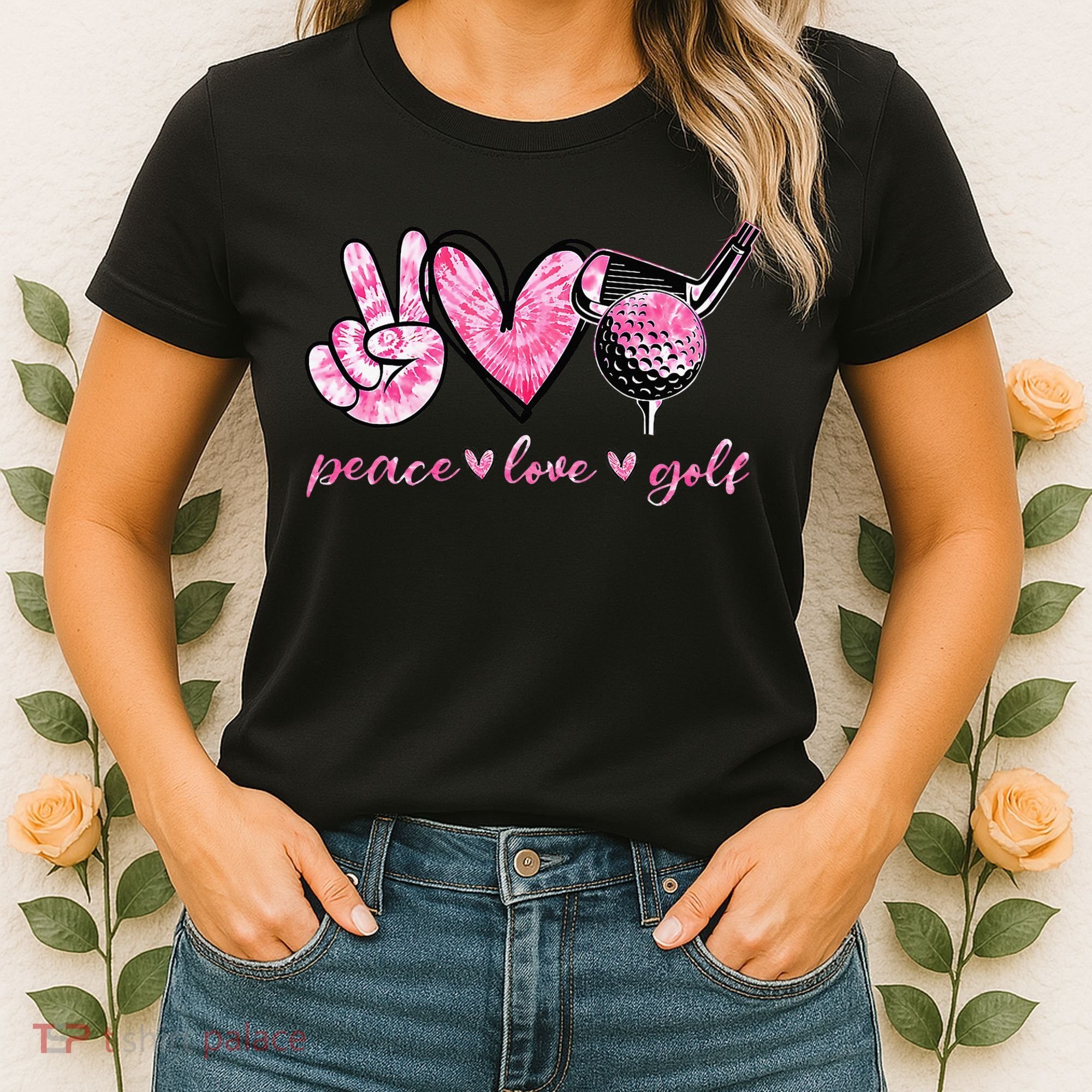 Funny Peace Love Golf Player Sport Lovers Women's T-Shirt
