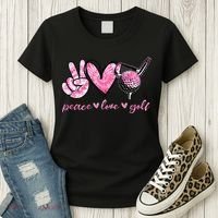 Funny Peace Love Golf Player Sport Lovers Women's T-Shirt thumb 3