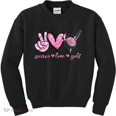 Funny Peace Love Golf Player Sport Lovers Kids Sweatshirt