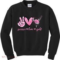 Funny Peace Love Golf Player Sport Lovers Kids Sweatshirt thumb 0