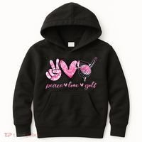 Funny Peace Love Golf Player Sport Lovers Kids Hoodie thumb 0