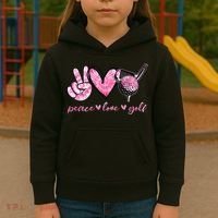 Funny Peace Love Golf Player Sport Lovers Kids Hoodie thumb 3