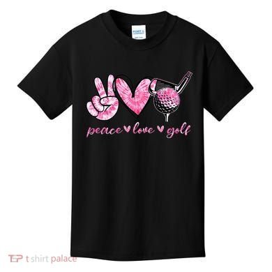 Funny Peace Love Golf Player Sport Lovers Kids T-Shirt