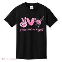 Funny Peace Love Golf Player Sport Lovers Kids T-Shirt thumb 0