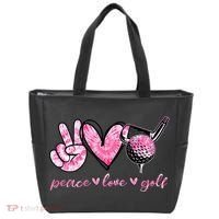 Funny Peace Love Golf Player Sport Lovers Tote Bag thumb 0