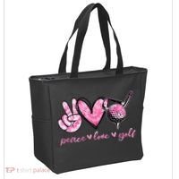 Funny Peace Love Golf Player Sport Lovers Tote Bag thumb 2