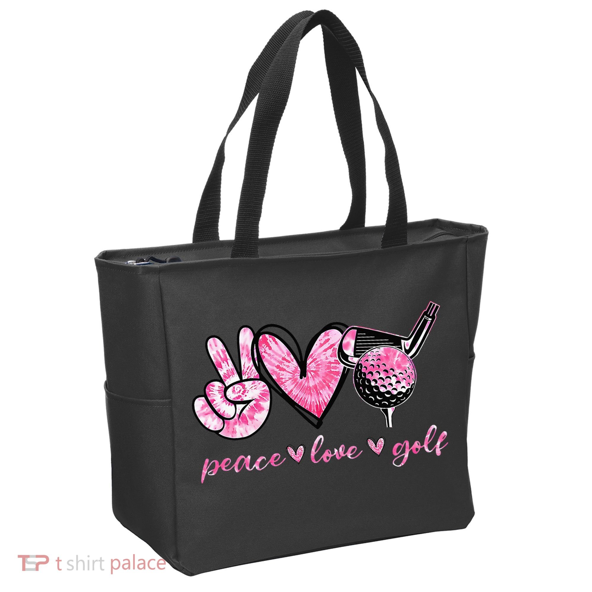 Funny Peace Love Golf Player Sport Lovers Tote Bag