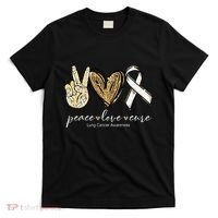 Funny Peace Love Cure Lung Cancer Awareness Gift T-Shirt thumb 0