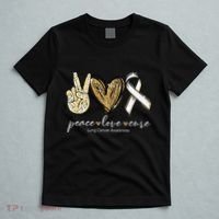 Funny Peace Love Cure Lung Cancer Awareness Gift T-Shirt thumb 5