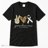 Funny Peace Love Cure Lung Cancer Awareness Gift Tall T-Shirt thumb 0