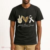Funny Peace Love Cure Lung Cancer Awareness Gift Tall T-Shirt thumb 2