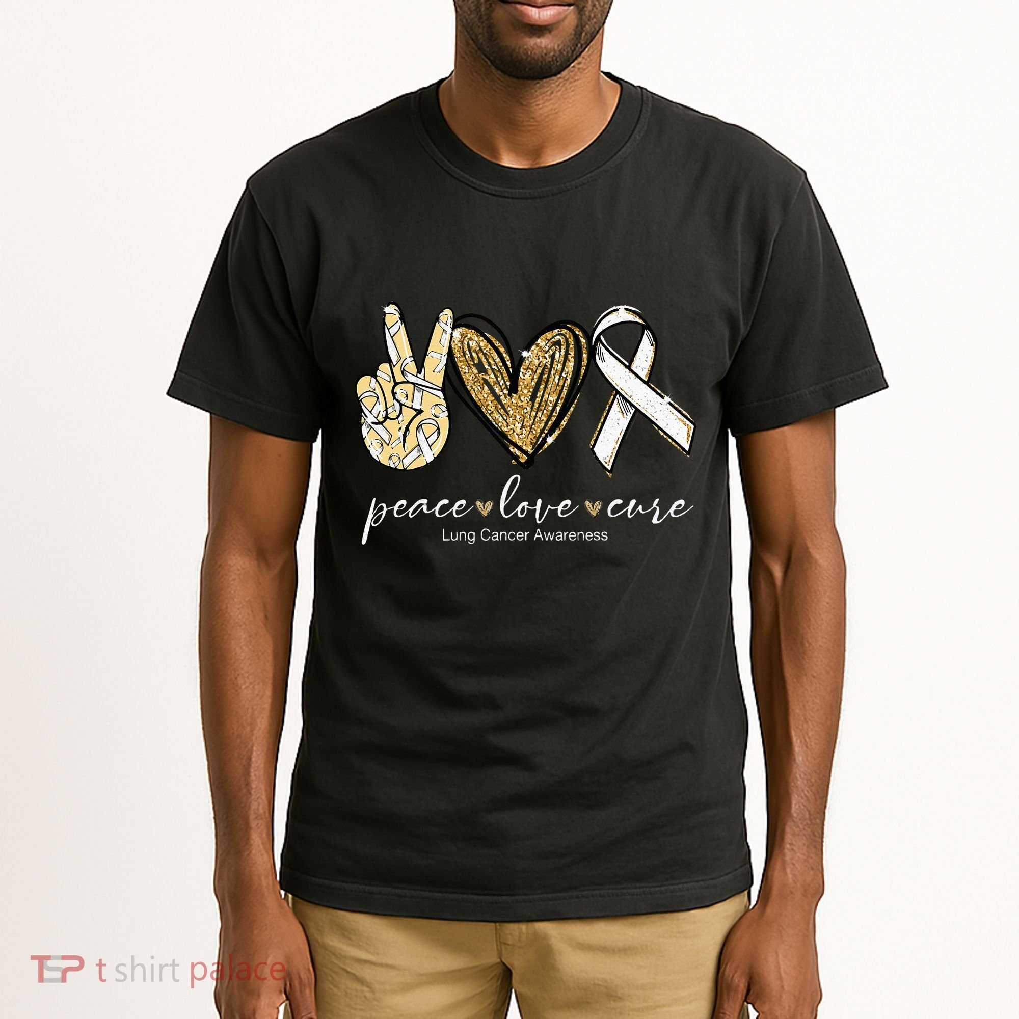 Funny Peace Love Cure Lung Cancer Awareness Gift Tall T-Shirt