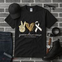 Funny Peace Love Cure Lung Cancer Awareness Gift Tall T-Shirt thumb 3