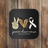 Funny Peace Love Cure Lung Cancer Awareness Gift Coaster thumb 0