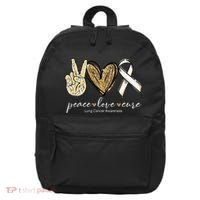Funny Peace Love Cure Lung Cancer Awareness Gift 16 in Basic Backpack thumb 0