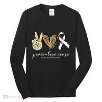 Funny Peace Love Cure Lung Cancer Awareness Gift Tall Long Sleeve Shirt thumb 0