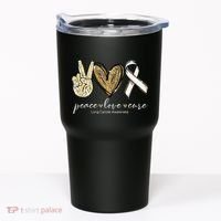 Funny Peace Love Cure Lung Cancer Awareness Gift Tumbler thumb 0
