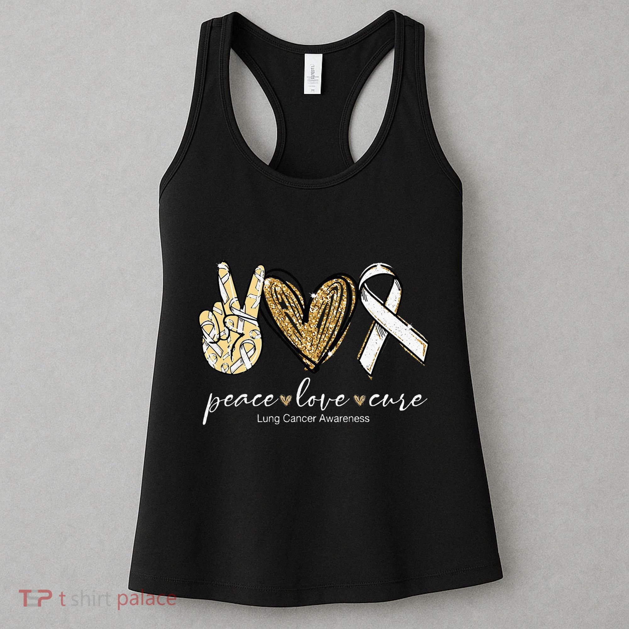 Funny Peace Love Cure Lung Cancer Awareness Gift Women's Tank Top