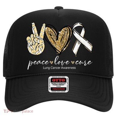Funny Peace Love Cure Lung Cancer Awareness Gift Hat