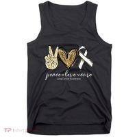 Funny Peace Love Cure Lung Cancer Awareness Gift Tank Top thumb 0