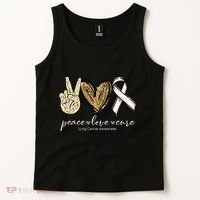 Funny Peace Love Cure Lung Cancer Awareness Gift Tank Top thumb 2