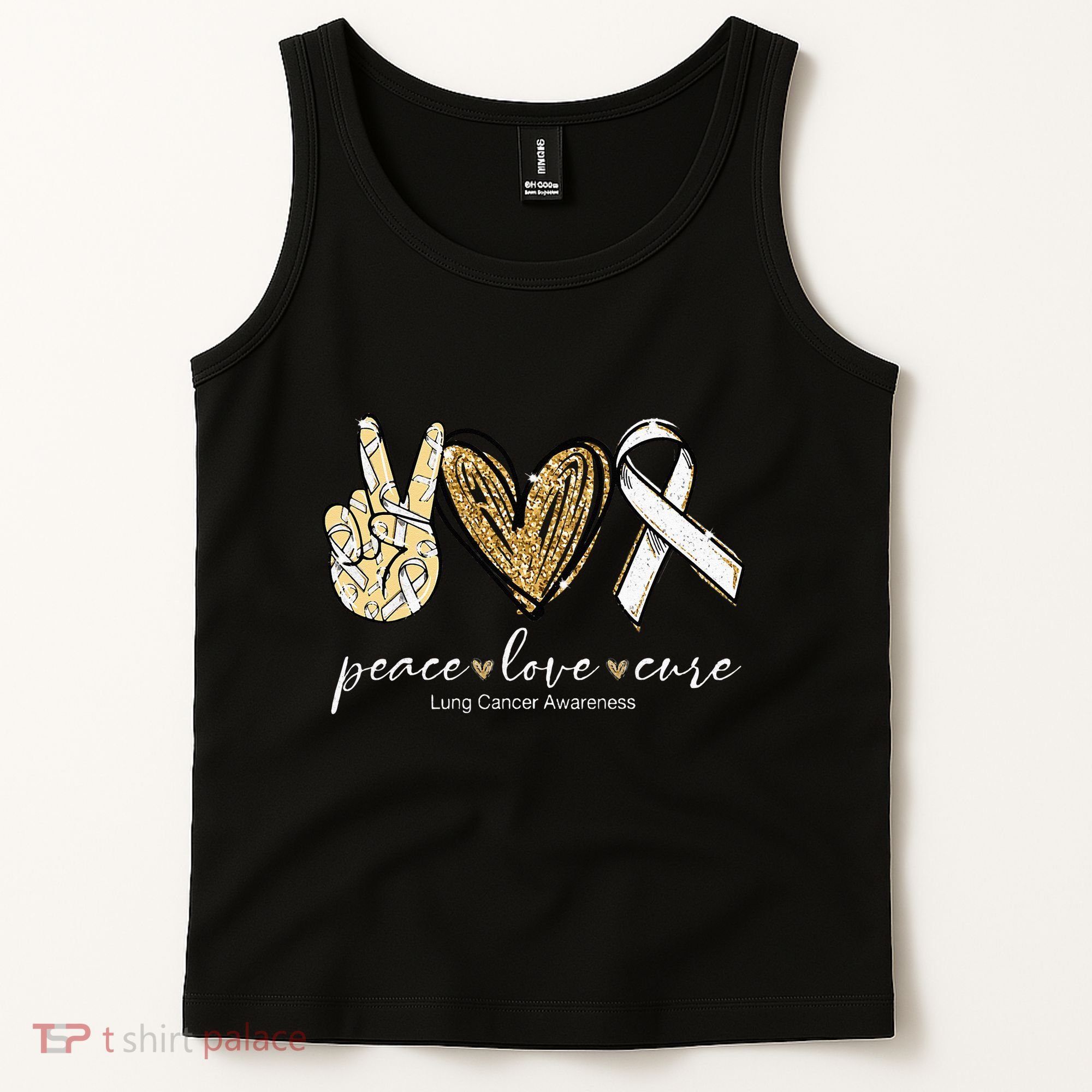 Funny Peace Love Cure Lung Cancer Awareness Gift Tank Top