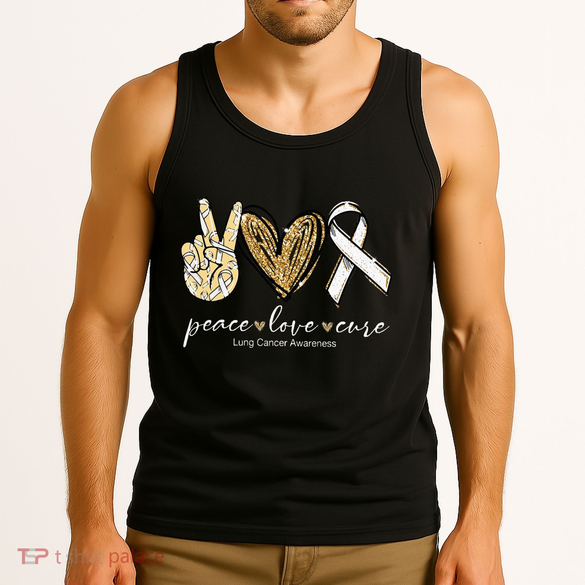 Funny Peace Love Cure Lung Cancer Awareness Gift Tank Top