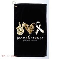 Funny Peace Love Cure Lung Cancer Awareness Gift Golf Towel thumb 0