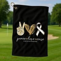 Funny Peace Love Cure Lung Cancer Awareness Gift Golf Towel thumb 1