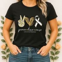 Funny Peace Love Cure Lung Cancer Awareness Gift Women's T-Shirt thumb 2