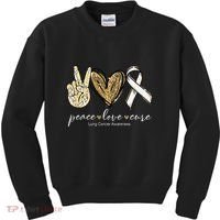 Funny Peace Love Cure Lung Cancer Awareness Gift Kids Sweatshirt thumb 0