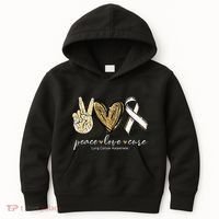 Funny Peace Love Cure Lung Cancer Awareness Gift Kids Hoodie thumb 0