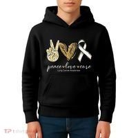 Funny Peace Love Cure Lung Cancer Awareness Gift Kids Hoodie thumb 4