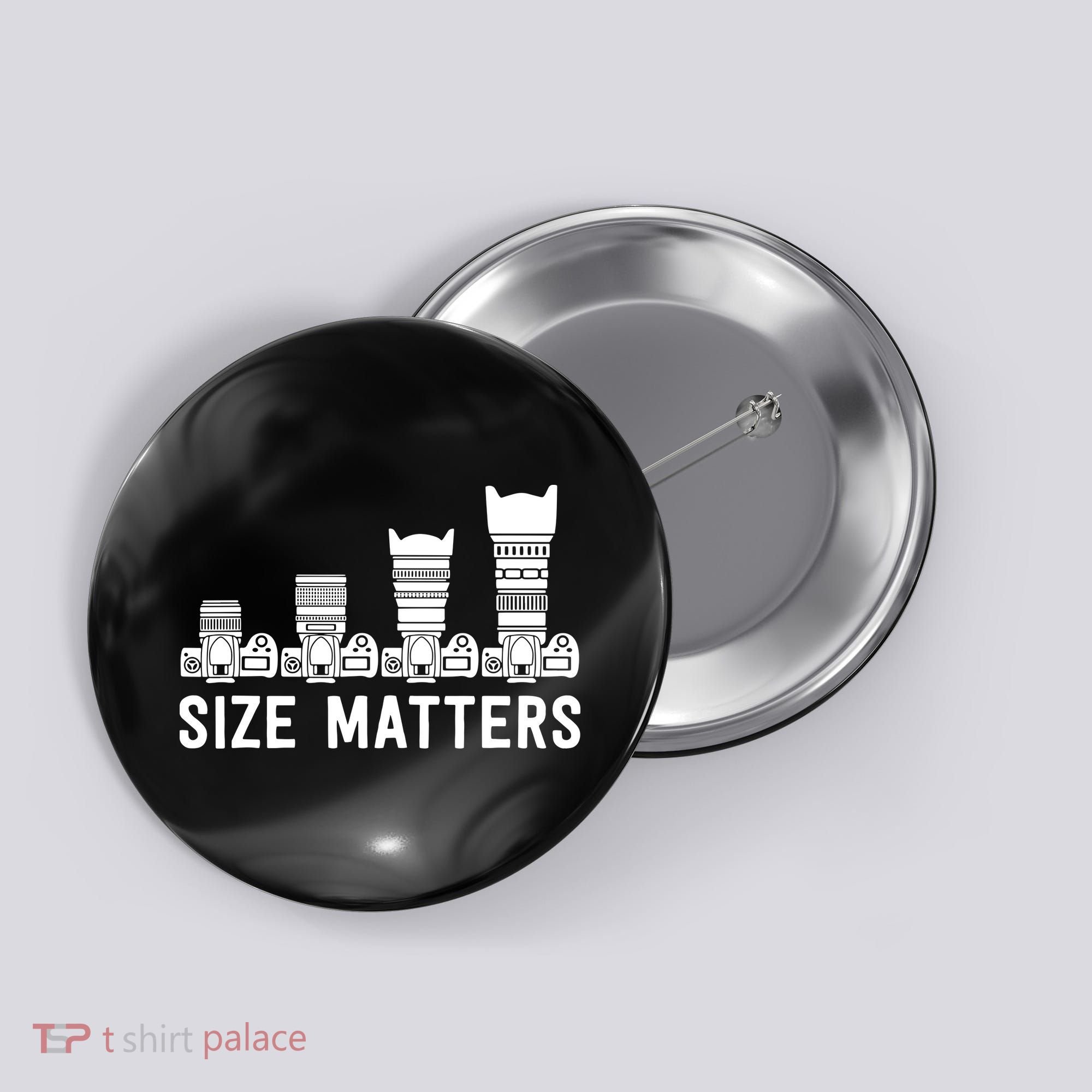 Funny Photography Lens Size Matters Button