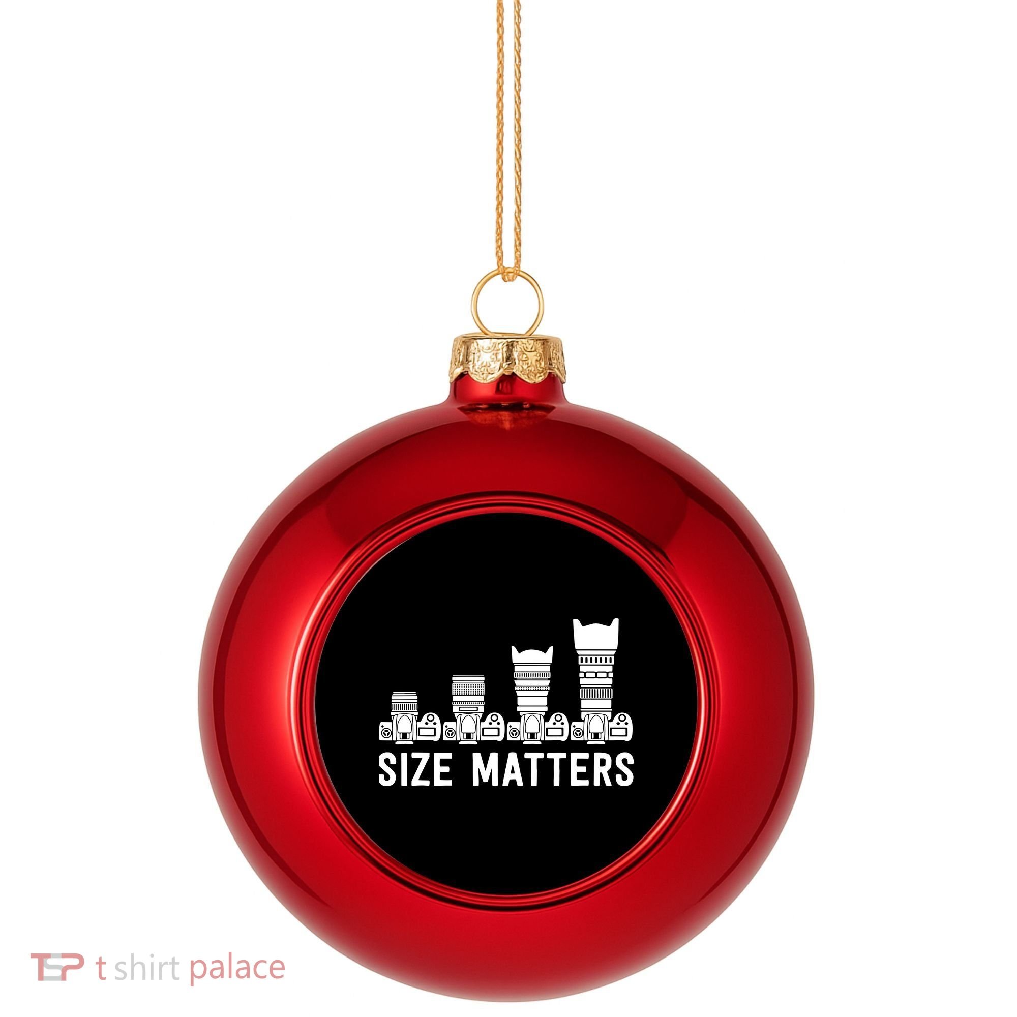 Funny Photography Lens Size Matters Plastic Christmas Ball Ornament