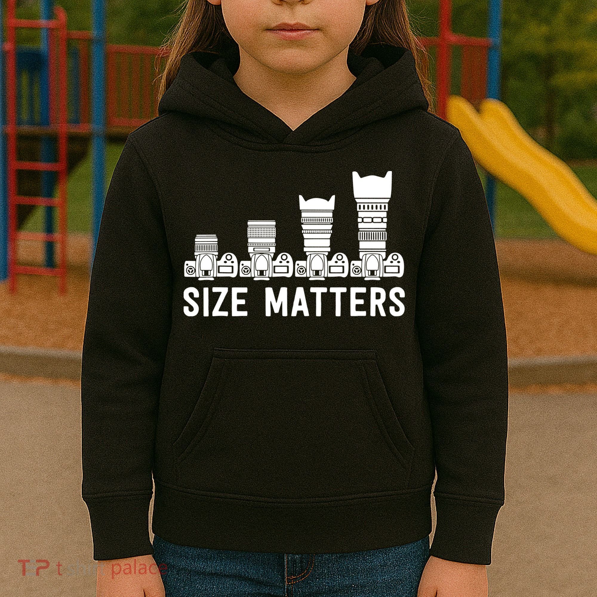 Funny Photography Lens Size Matters Kids Hoodie