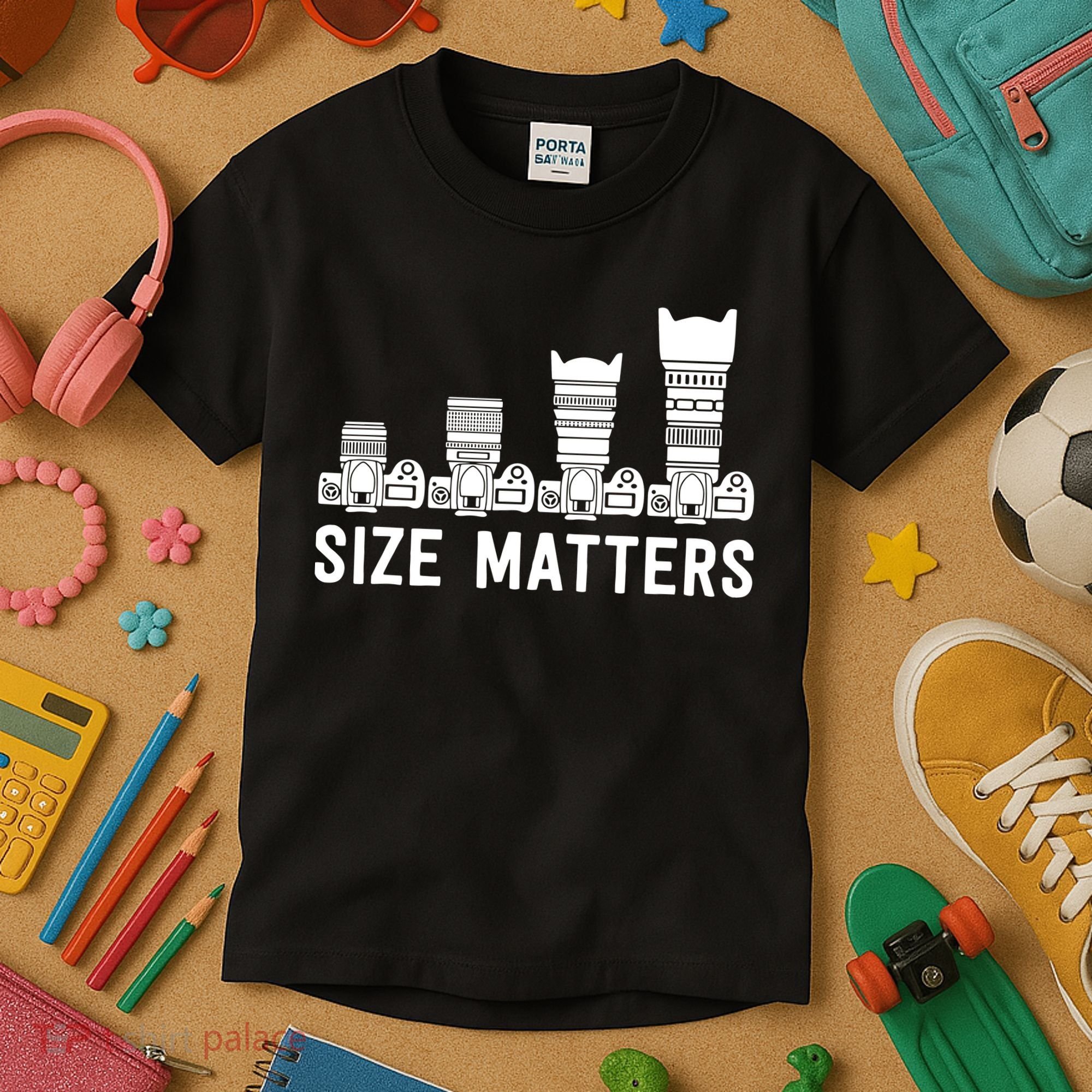 Funny Photography Lens Size Matters Kids T-Shirt