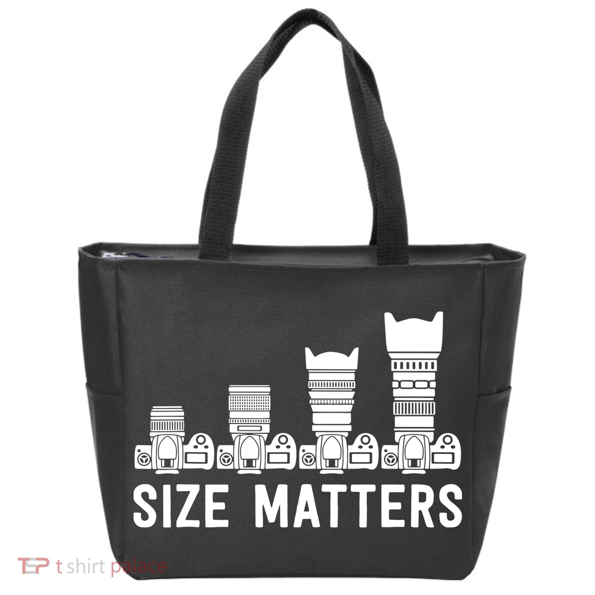 Funny Photography Lens Size Matters Tote Bag
