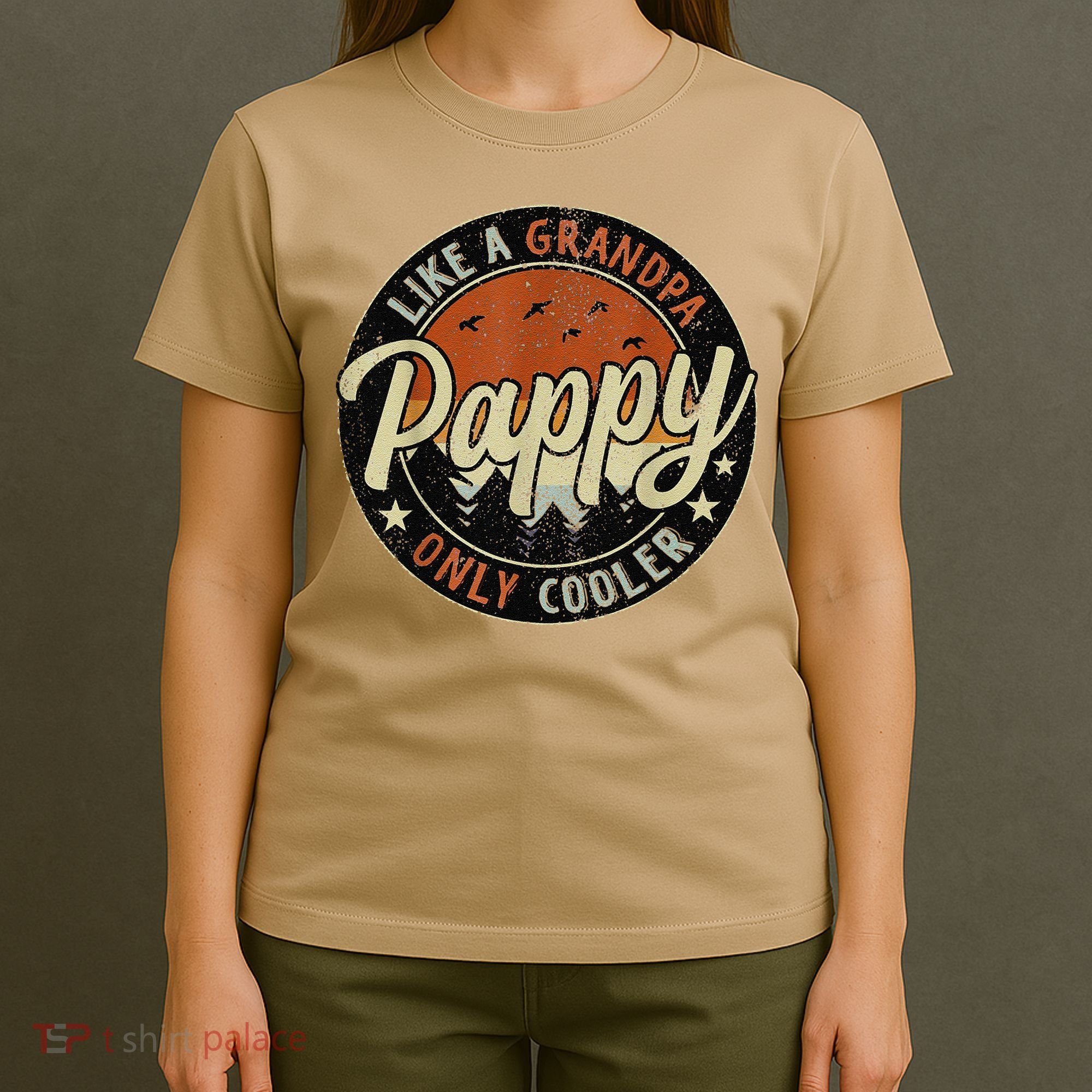 Funny Pappy Like A Grandpa Only Cooler Vintage Retro FatherS Day T-Shirt