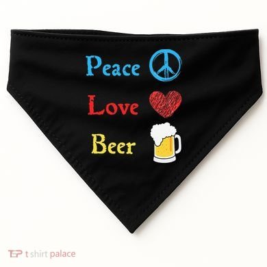 Funny Peace Love Beer USA-Made Doggie Bandana