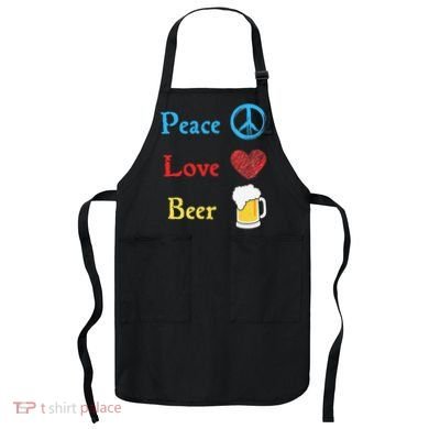 Funny Peace Love Beer Apron