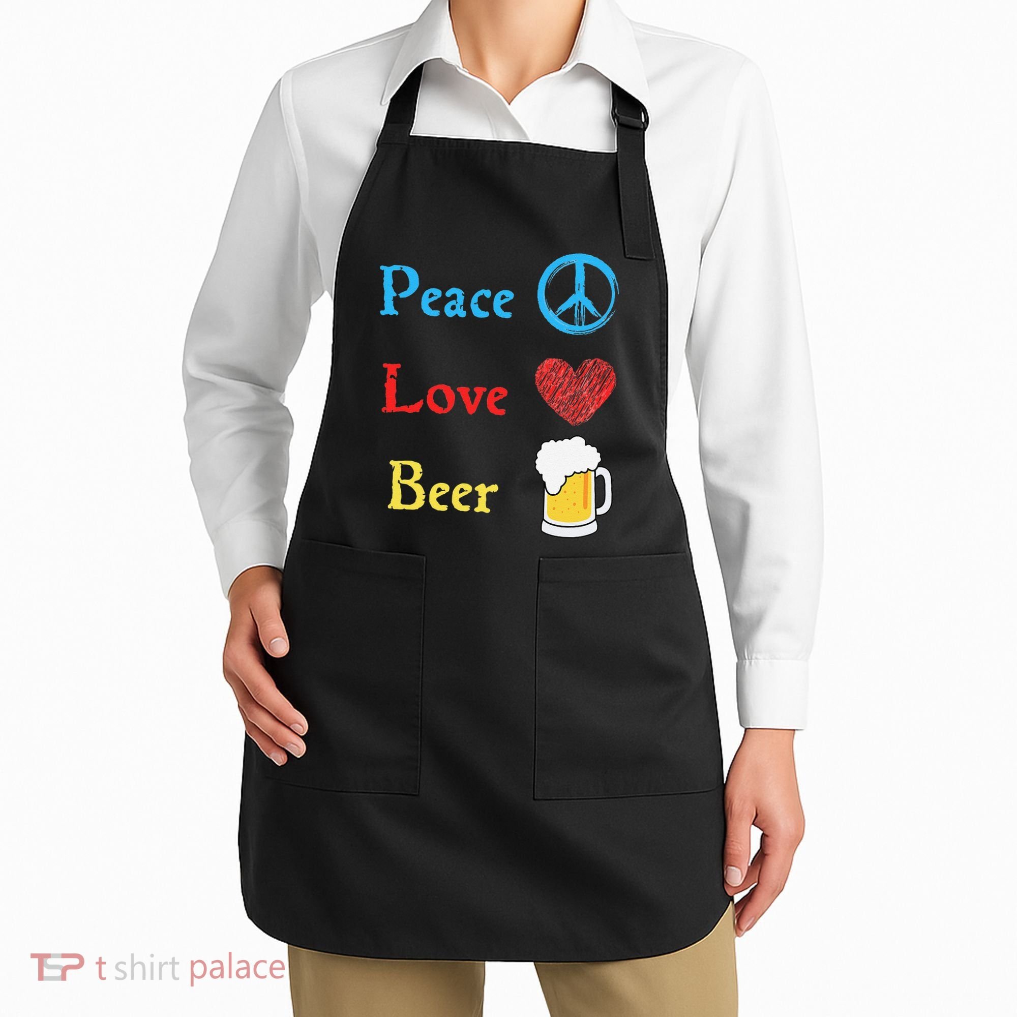 Funny Peace Love Beer Apron