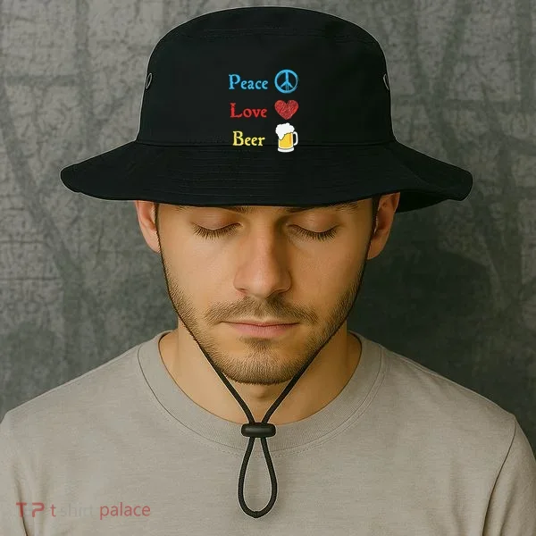 Funny Peace Love Beer Bucket Hat