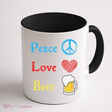 Funny Peace Love Beer Coffee Mug back
