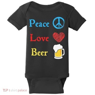 Funny Peace Love Beer Baby Bodysuit